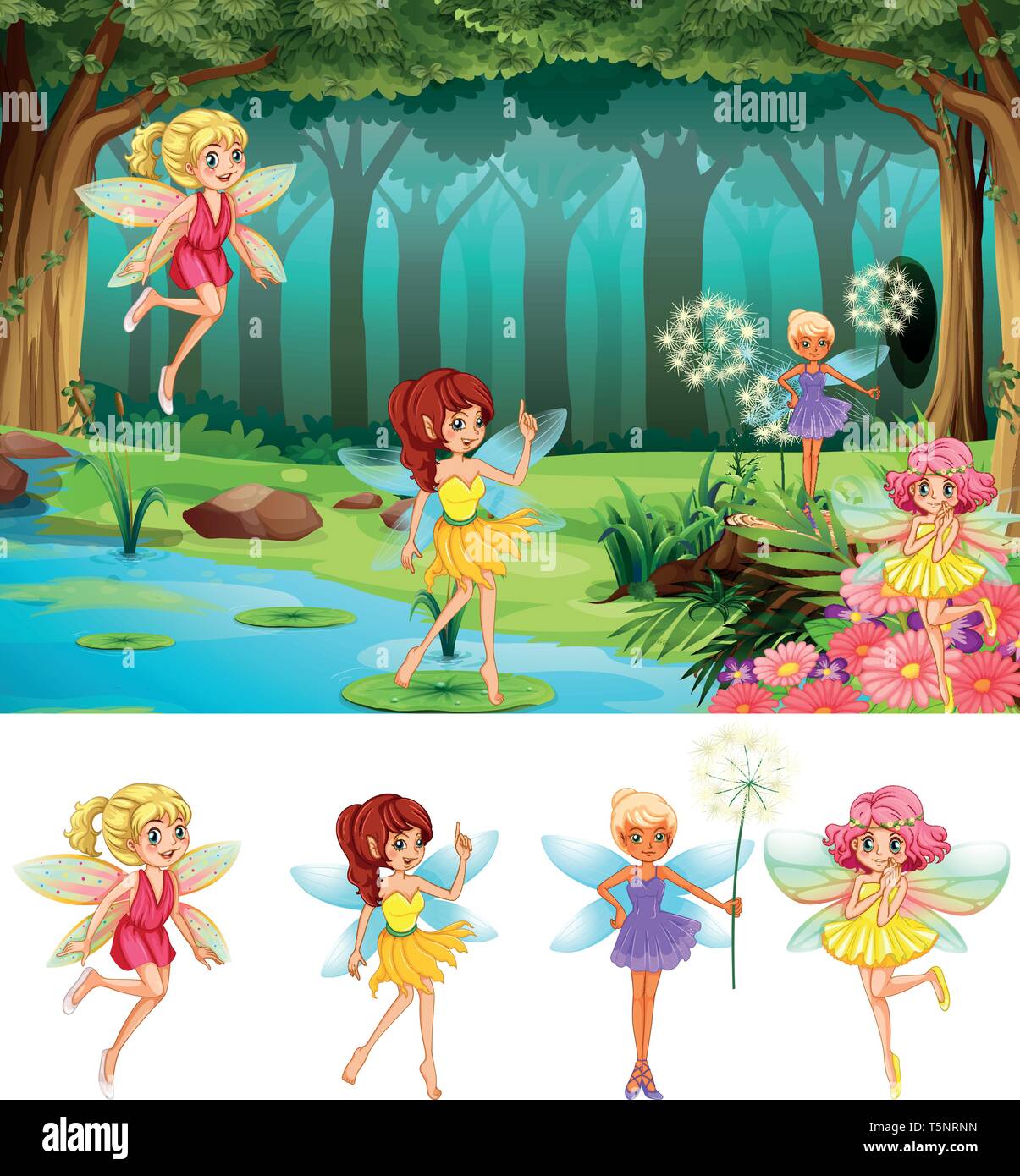 Conte de fées dans la forêt illustration Illustration de Vecteur