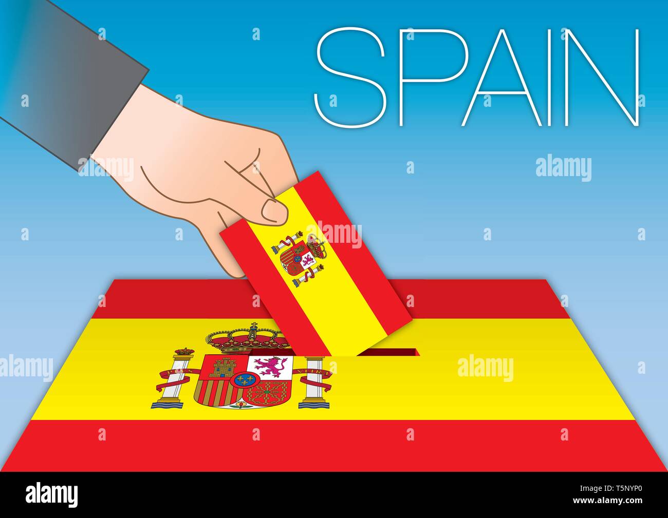 L'Espagne, les élections, l'urne avec drapeau Illustration de Vecteur