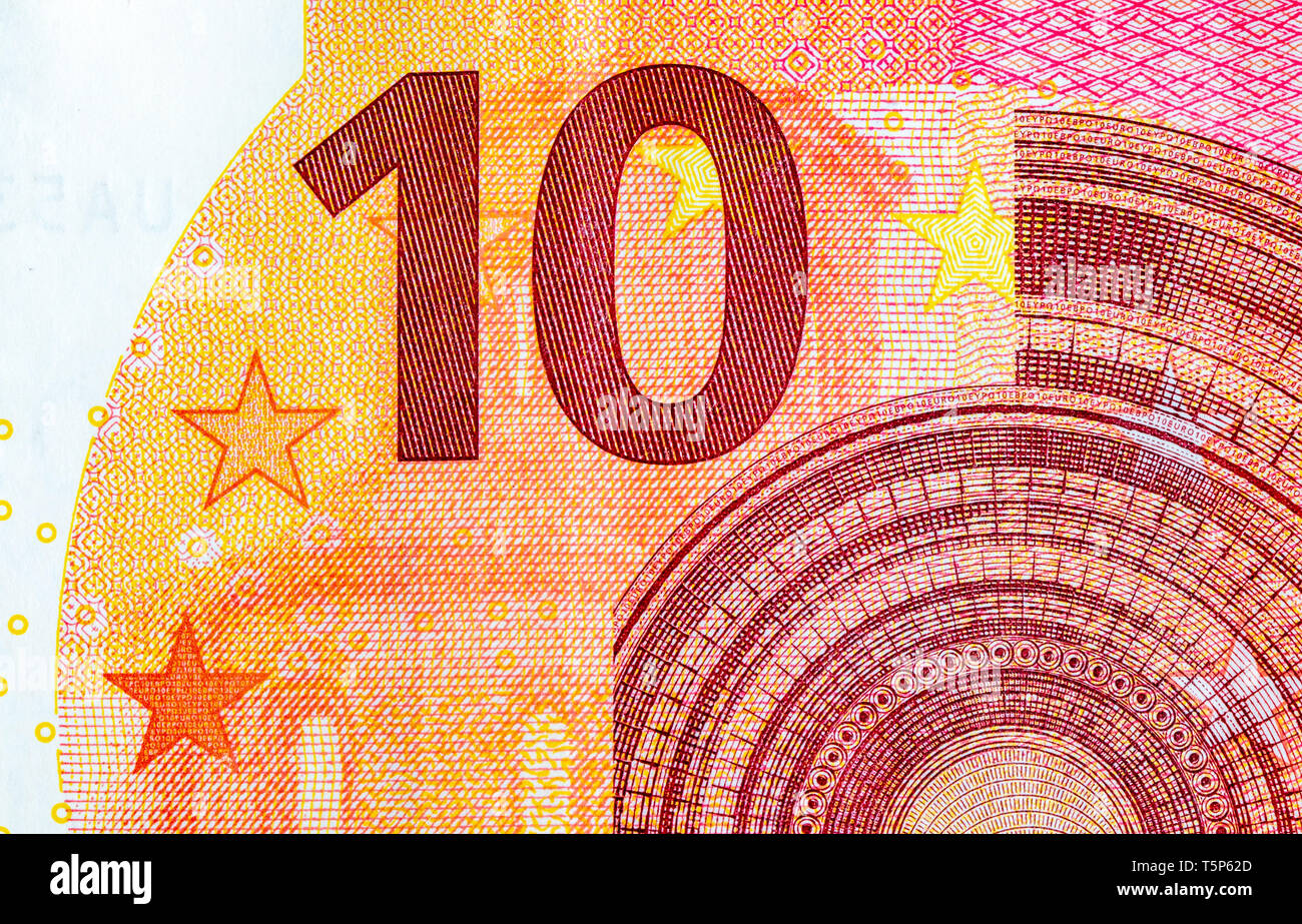 10 euro bank note close up detail, monnaie européenne Banque D'Images