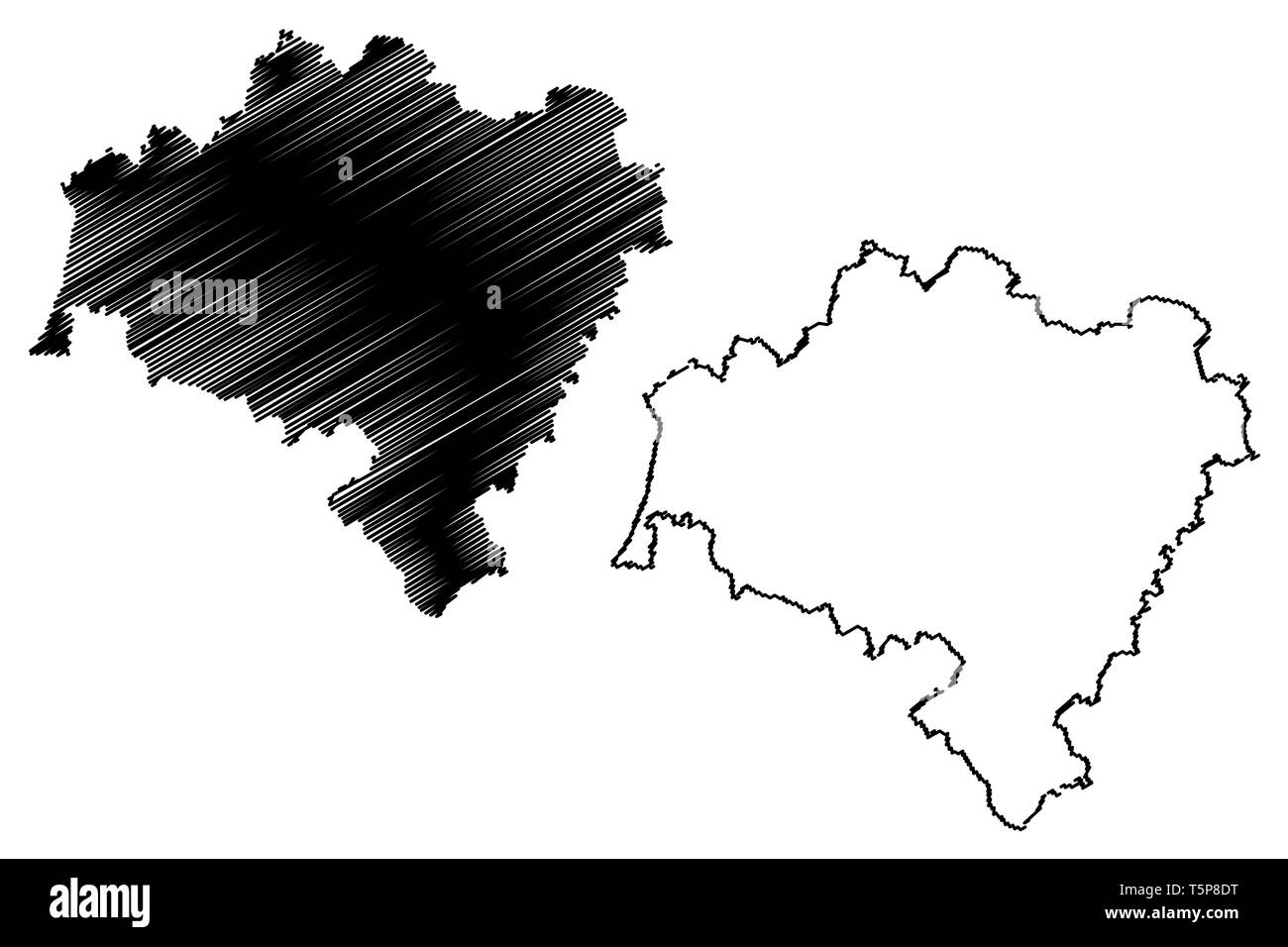 Basse-silésie (divisions administratives de la Pologne, de Pologne Voïvodies) map vector illustration gribouillage, croquis Dolnoslaskie Bauvin Illustration de Vecteur
