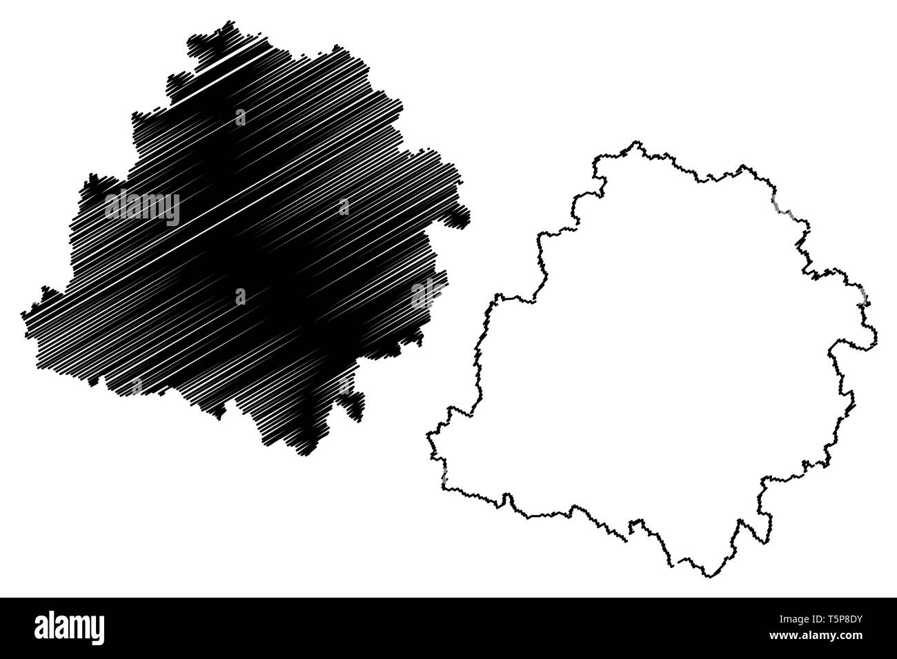 La voïvodie de Lodz (divisions administratives de la Pologne, de Pologne Voïvodies) map vector illustration, scribble sketch carte Province de Lodz Illustration de Vecteur