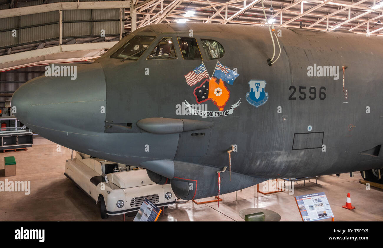 Darwin Australie - 22 Février 2019 : Australian Aviation Heritage Centre. Libre d'un côté à l'avant avec l'emblème de bombardier Boeing B-52 Stratofortress en h Banque D'Images