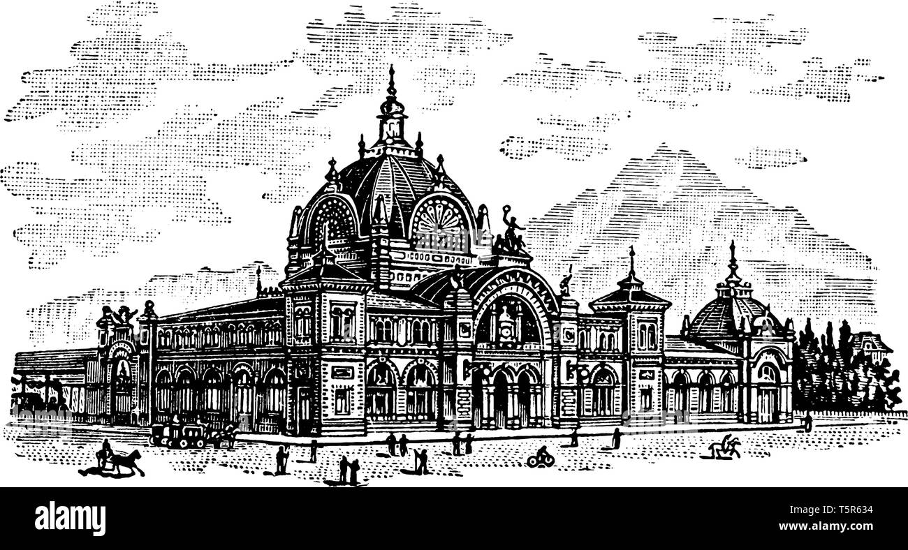 La gare de Lucerne est une importante plaque tournante du réseau ferroviaire de la Suisse dans la ville de Lucerne, dans le canton de Lucerne, vintage ou dessin de ligne fra Illustration de Vecteur