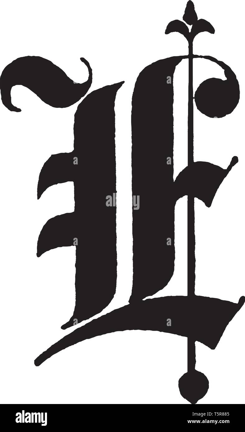 Une vieille lettre anglaise e texte du titre, vintage dessin ou gravure illustration Illustration de Vecteur