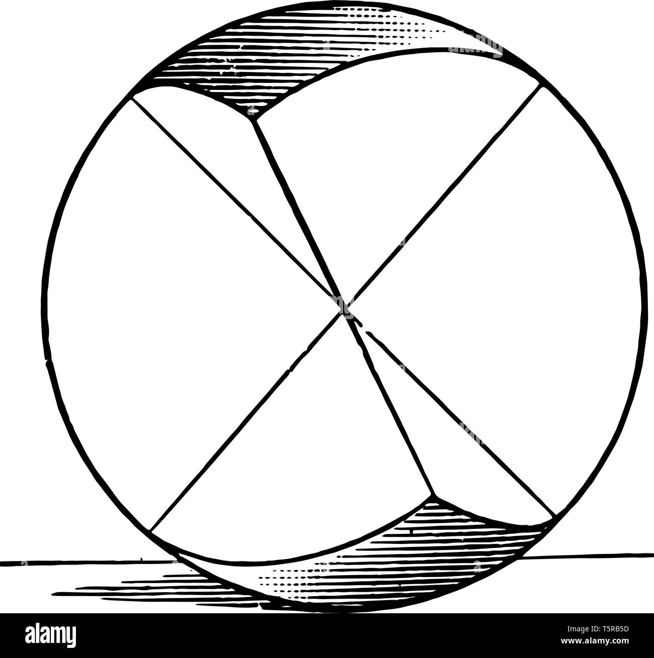 L'illustration montrant le triangles sphériques symétriques d'une sphère, construit par l'intersection des arcs polaires, vintage ou dessin de ligne fra Illustration de Vecteur