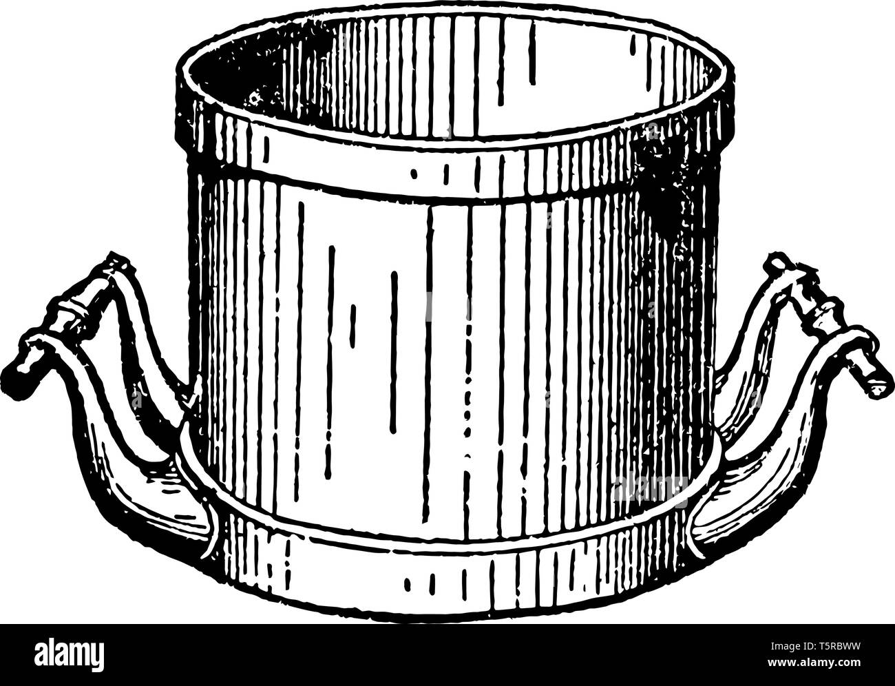 Image montre le diagramme de Standard Impérial gallon en 1824. Il était à l'origine basée sur le volume de 10 livres (environ 4,54 kg) d'eau à 62 Illustration de Vecteur
