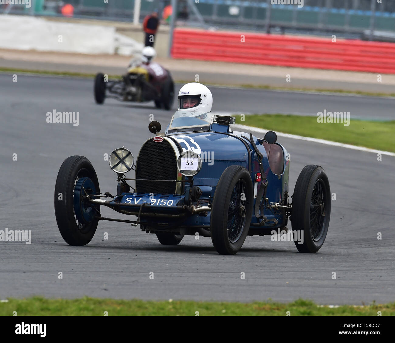 Bruce s'arrête, Bugatti T35/44, GP Italia et trophées Lanchester race, de voitures de course Vintage, CSECC, Formule Vintage, Silverstone, Northamptonshire, Englan Banque D'Images