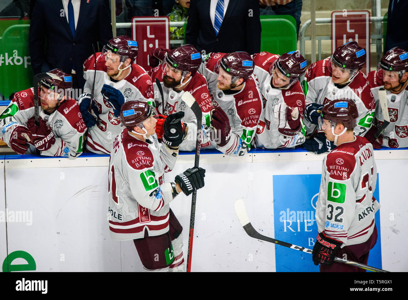 25.04.2019. RIGA, Lettonie. Euro Hockey Challenge match entre la Lettonie et la Russie de l'équipe de l'équipe. Arena Riga Banque D'Images