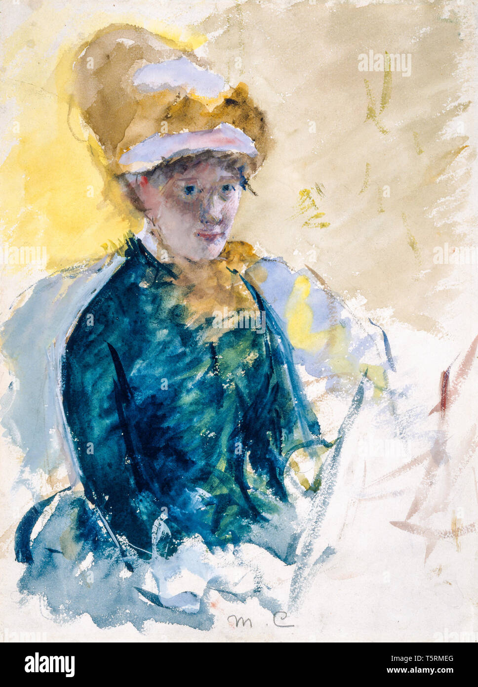 Mary Cassatt (1844-1926), Self Portrait, aquarelle, ch. 1880 Banque D'Images