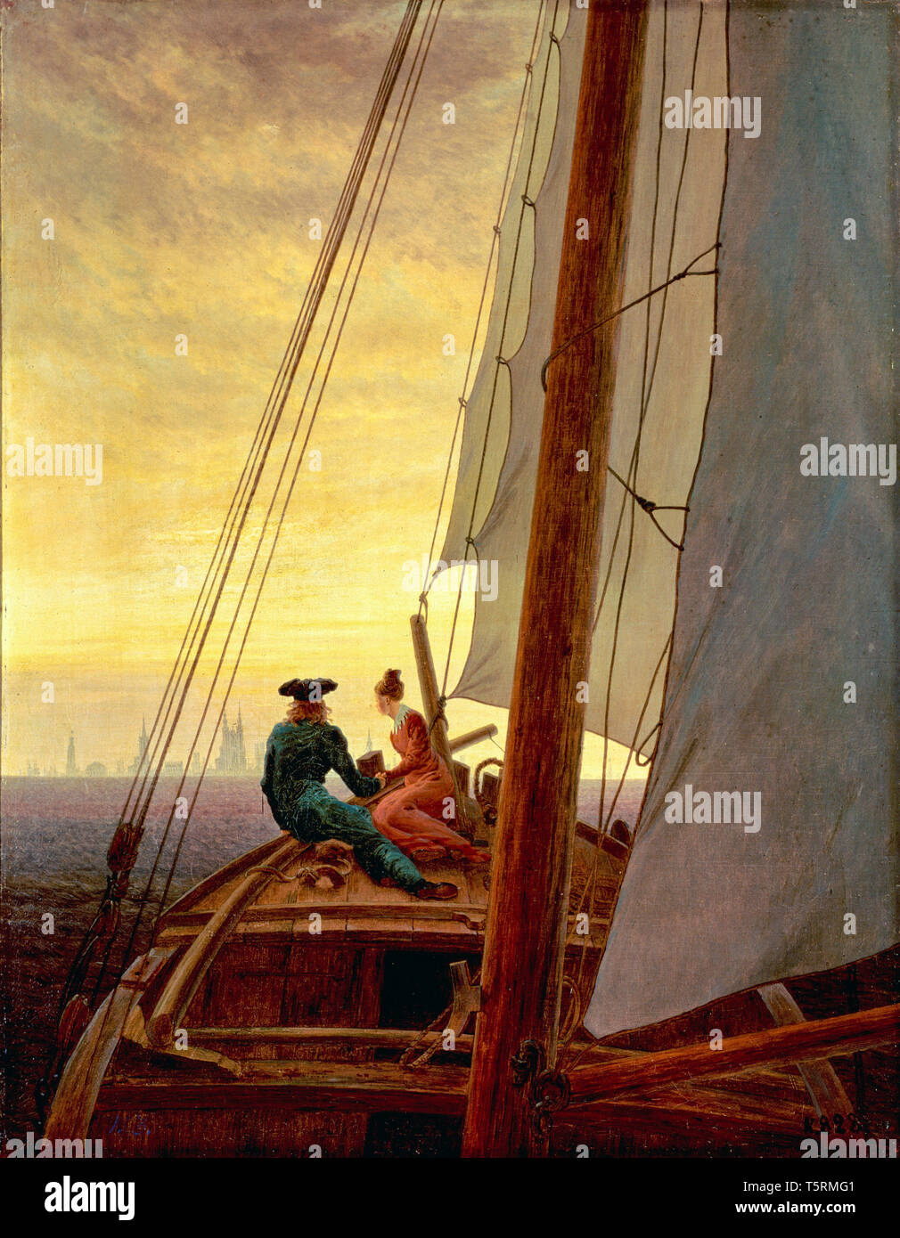 Caspar David Friedrich, sur le bateau à voile, peinture, vers 1818-1819 Banque D'Images