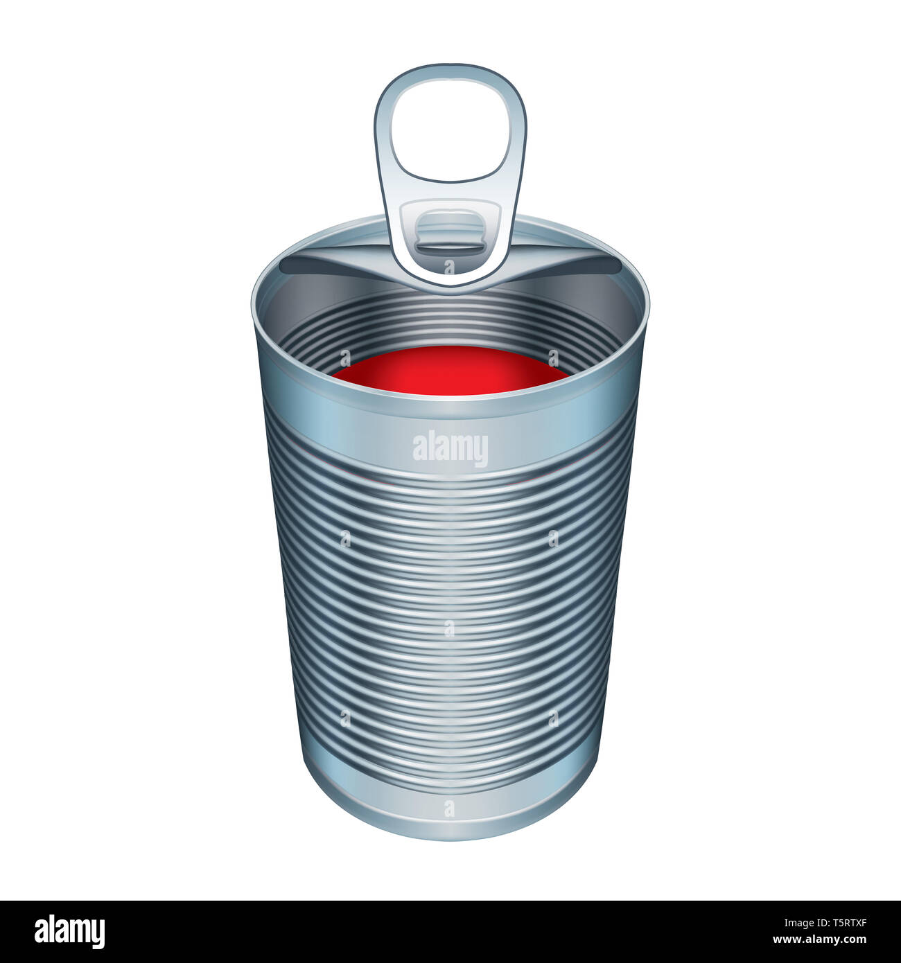 Boîte en fer-blanc vide ouvert Metal - les aliments transformés en conserve - Prêt pour votre conception - Vecteur de l'emballage du produit Banque D'Images
