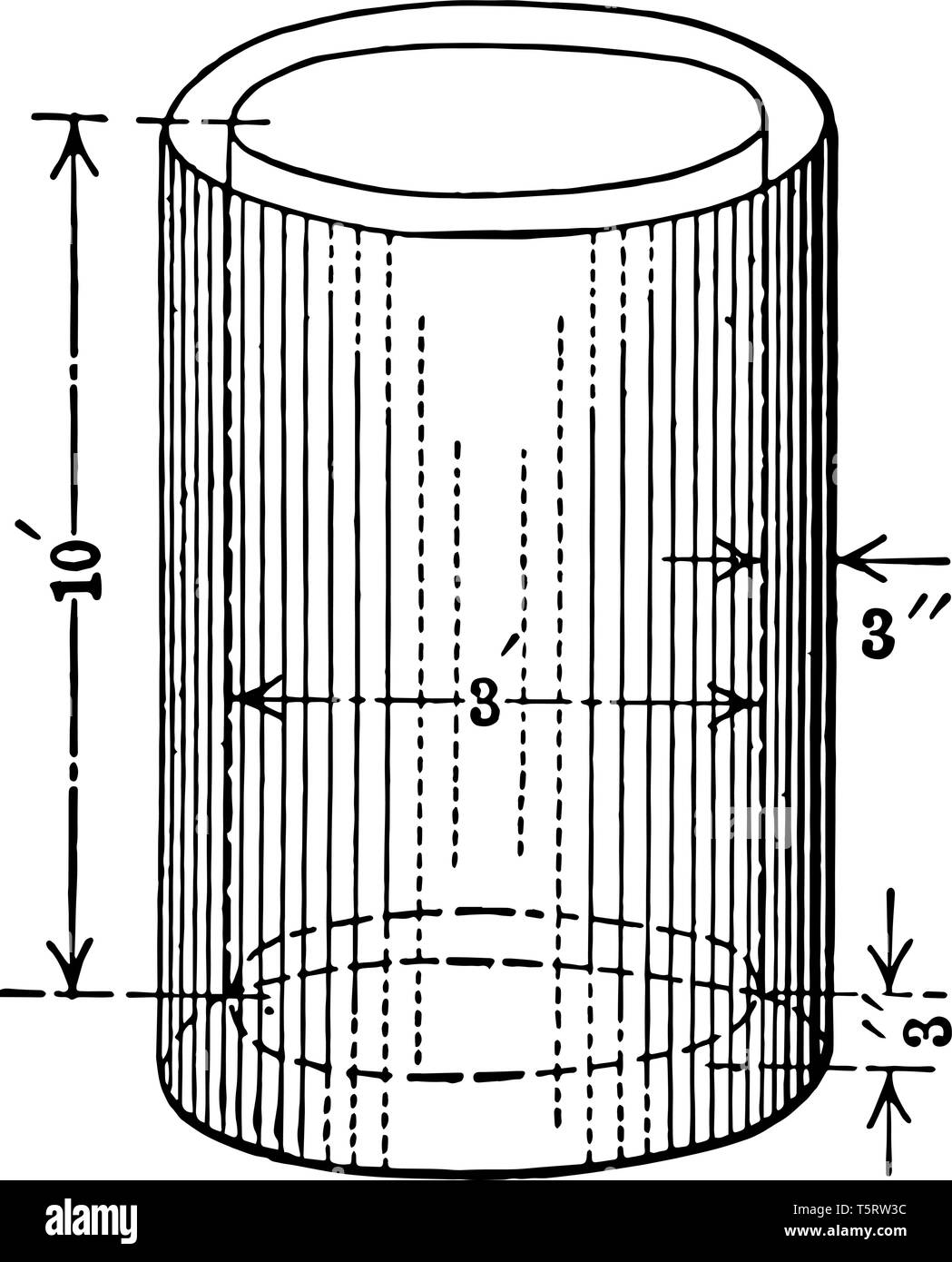 Le diagramme est utilisé pour trouver le volume, latéral et les surfaces  d'un cylindre creux de deux rayons et la hauteur, vintage dessin ou gravure  illu Image Vectorielle Stock - Alamy