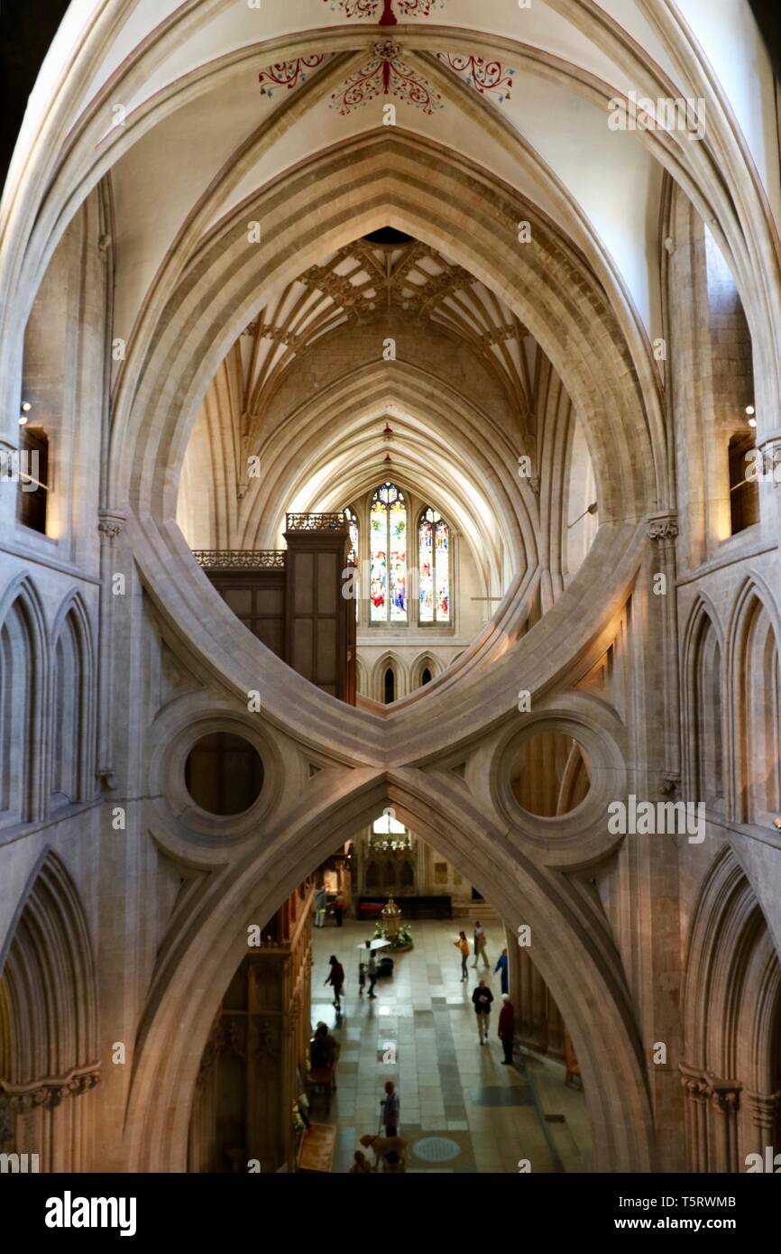 Une vue de haut de la cathédrale de Wells arches ciseaux Banque D'Images