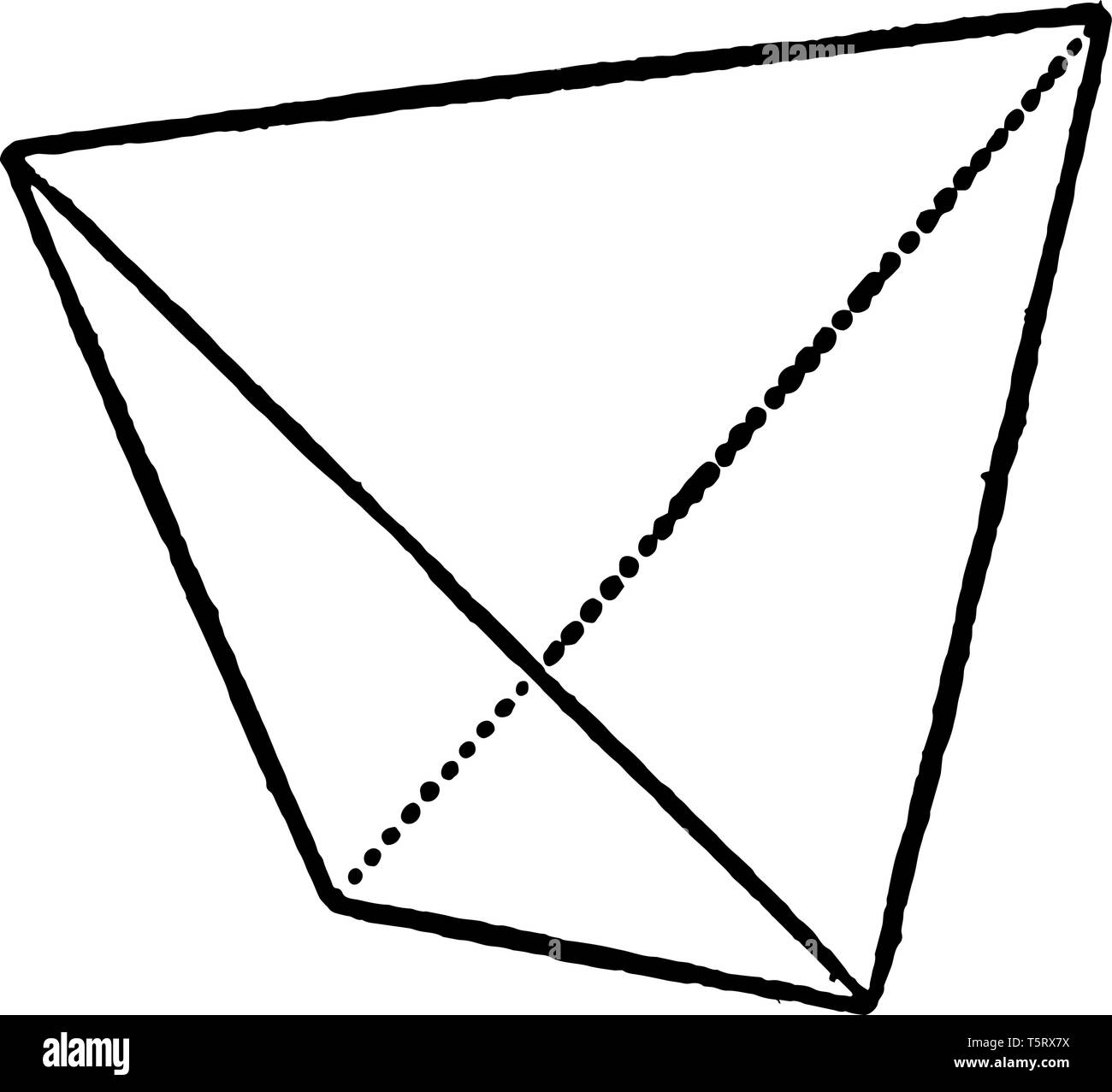 L'image montre qu'il est entouré de quatre triangles équilatéraux et est égale à la tétraèdre régulier de la géométrie, le dessin des lignes vintage ou e Illustration de Vecteur