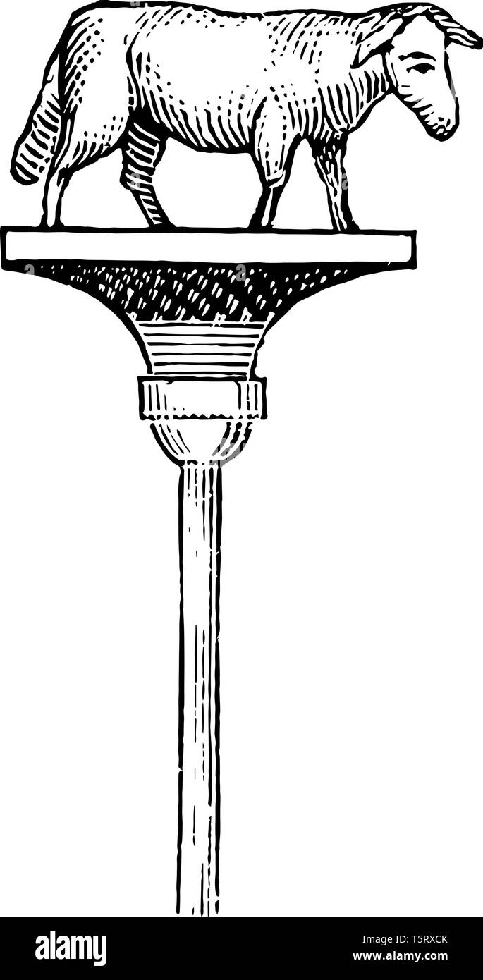C'est la statue de l'Signifer. Il y a plus de pilier dans cette image. Sur la surface du pilier il s'agit d'un animal, vintage dessin ou e Illustration de Vecteur