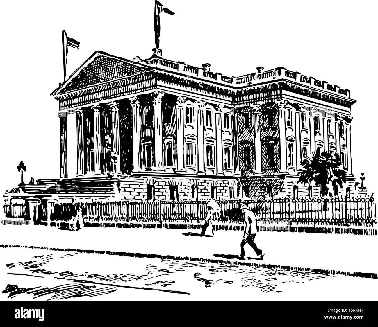 United States Custom House à Charleston, Caroline du Sud construite en 1852 sur un site délimité par East bay, marché, Concord et comberland rues vintage l Illustration de Vecteur