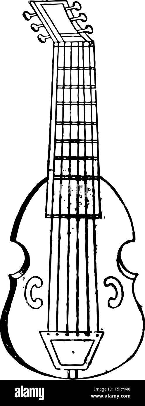 Basse de viole est une famille ou des instruments de musique et est lié et en ordre décroissant de la vihuela et rébec, vintage dessin ou gravure illustrati Illustration de Vecteur
