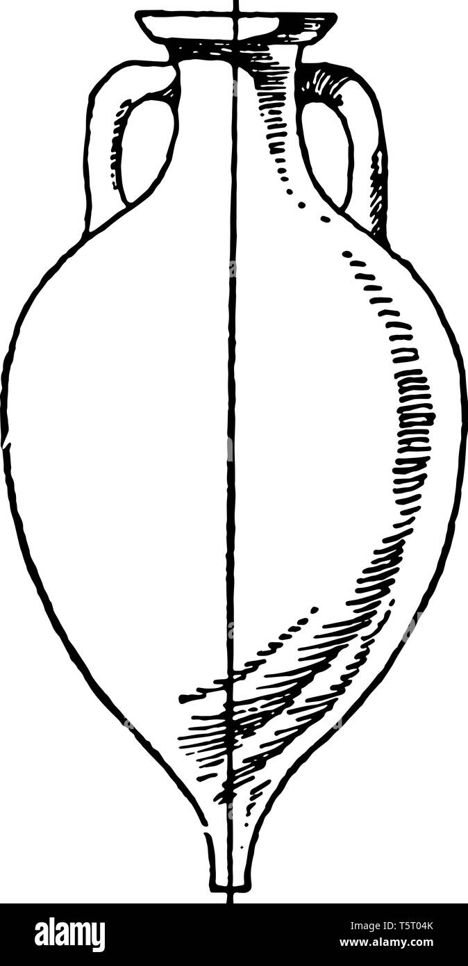 Un portrait d'un col étroit et une épaisse-rimmed bol, vintage dessin ou gravure illustration. Illustration de Vecteur