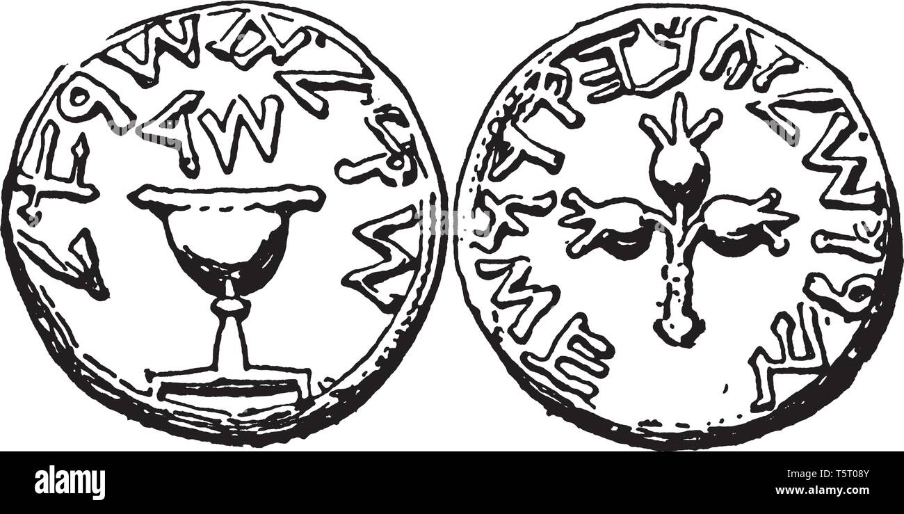 Sicle est la devise d'Israël et est également utilisé comme un cours légal dans les territoires palestiniens de Cisjordanie et de la bande de Gaza, vintage la ligne d Illustration de Vecteur