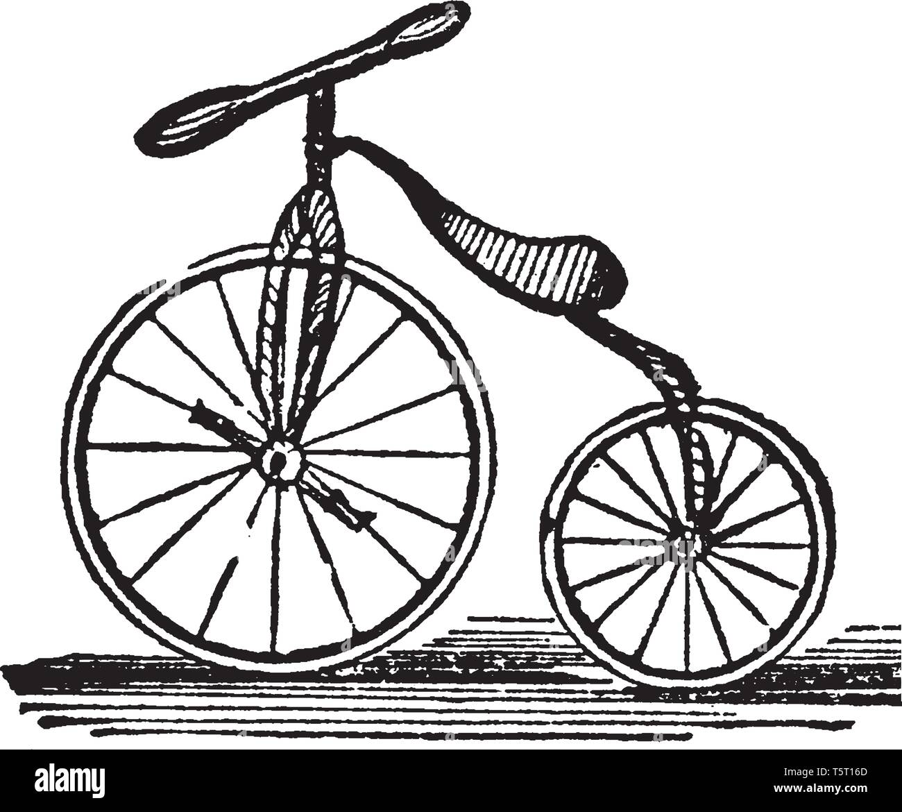 Vélocipède est une lumière transport routier pour une personne seule, ou de dessin Ligne vintage illustration gravure. Illustration de Vecteur