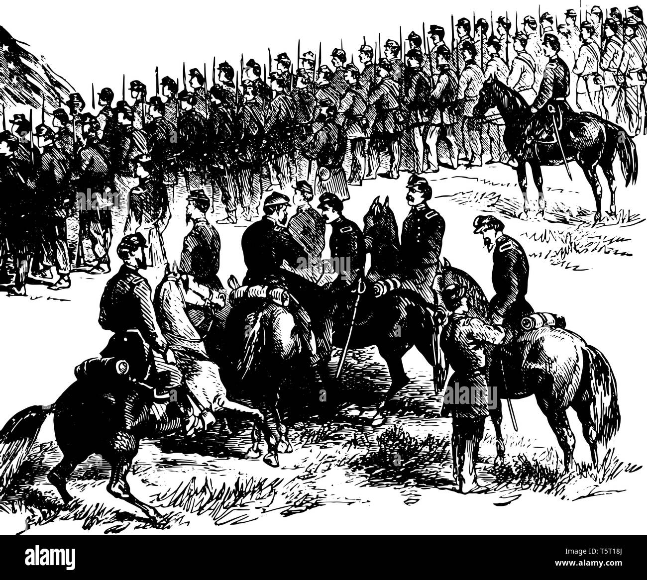 Bataille de Malvern Hill se sont battus au 1er juillet 1862 entre l'armée confédérée de Virginie du Nord et l'Armée de l'Union de Potomac vintage le schéma. Illustration de Vecteur