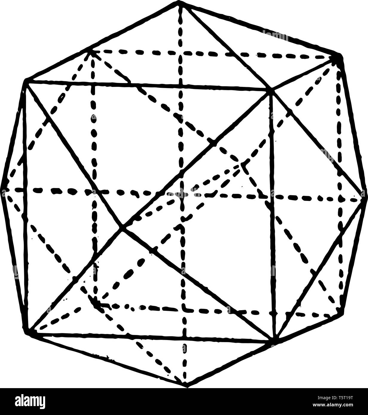 Un solide géométrique figure avec plusieurs triangles. Ce type de figure se nomme comme Tetrahexahedron. Cela a plusieurs traingles de forme irrégulière, vi Illustration de Vecteur