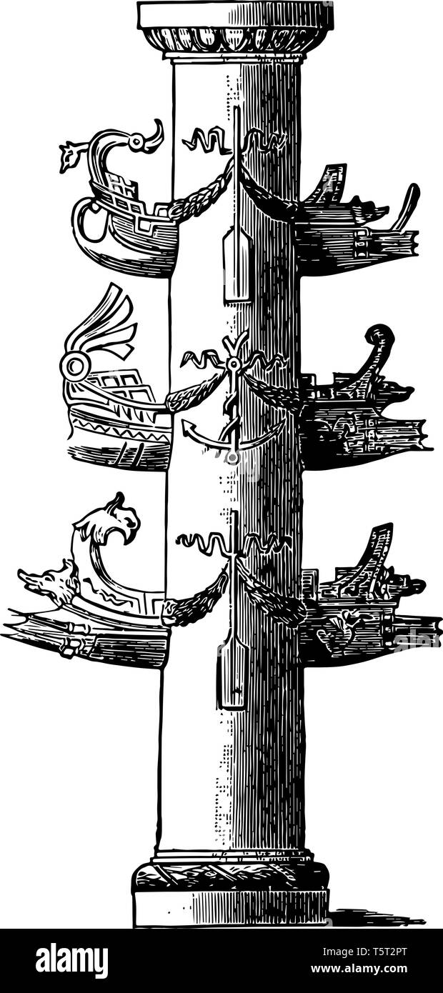Une image de la colonne qui a été utilisé comme un symbole de victoire dans l'antiquité, vintage dessin ou gravure illustration. Illustration de Vecteur