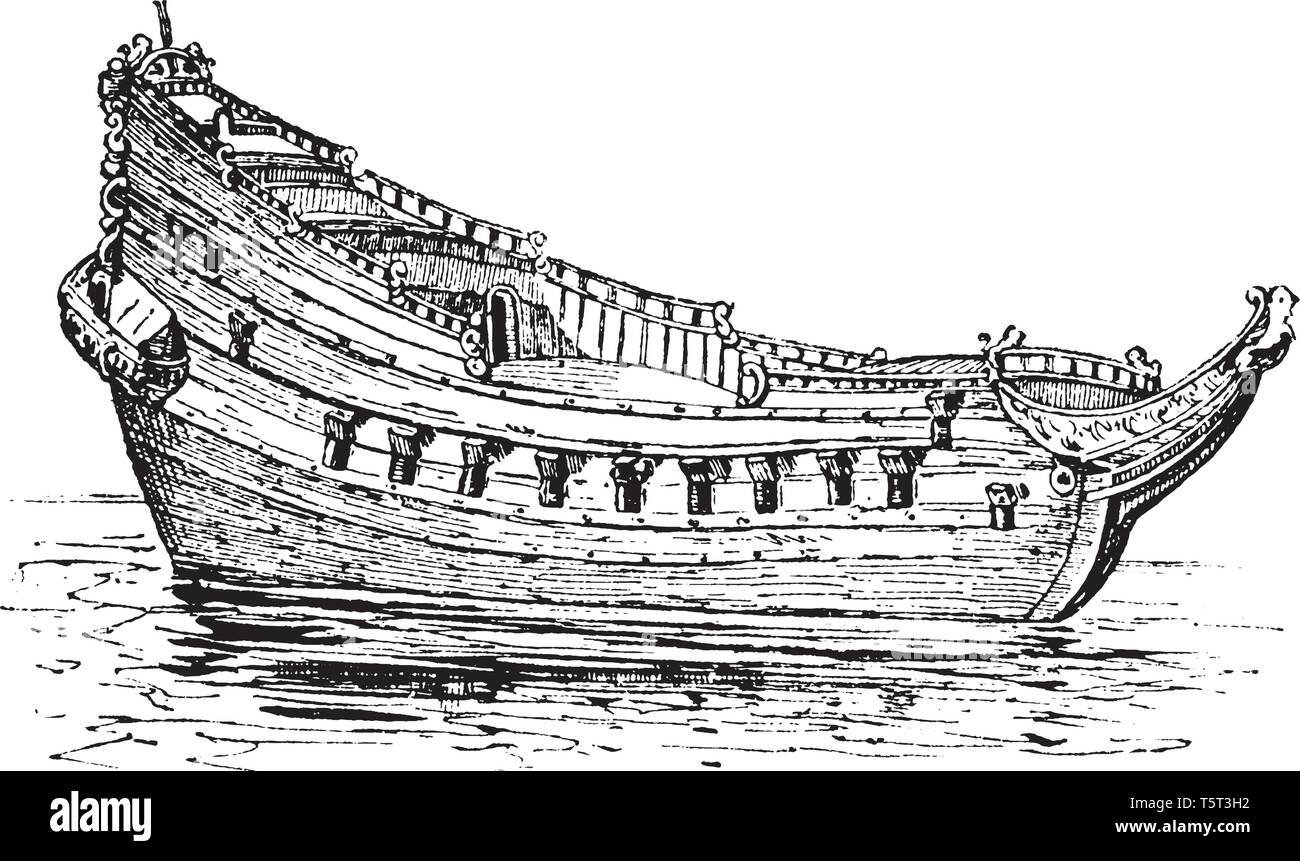 Navire de guerre navale est un navire qui est construit et principalement destinés à la guerre navale, vintage dessin ou gravure illustration. Illustration de Vecteur