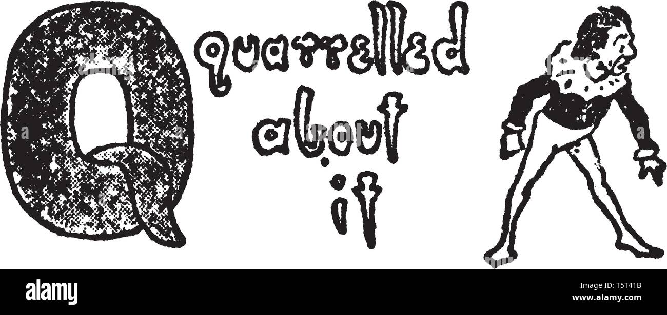 Une lettre majuscule Q avec disputés à ce sujet, le dessin des lignes vintage ou gravure illustration Illustration de Vecteur