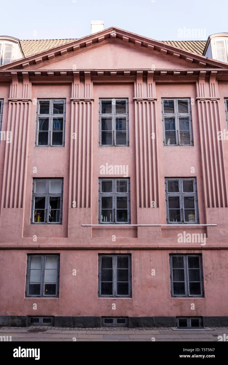 Sa façade vieux rose, Copenhague, Danemark Banque D'Images