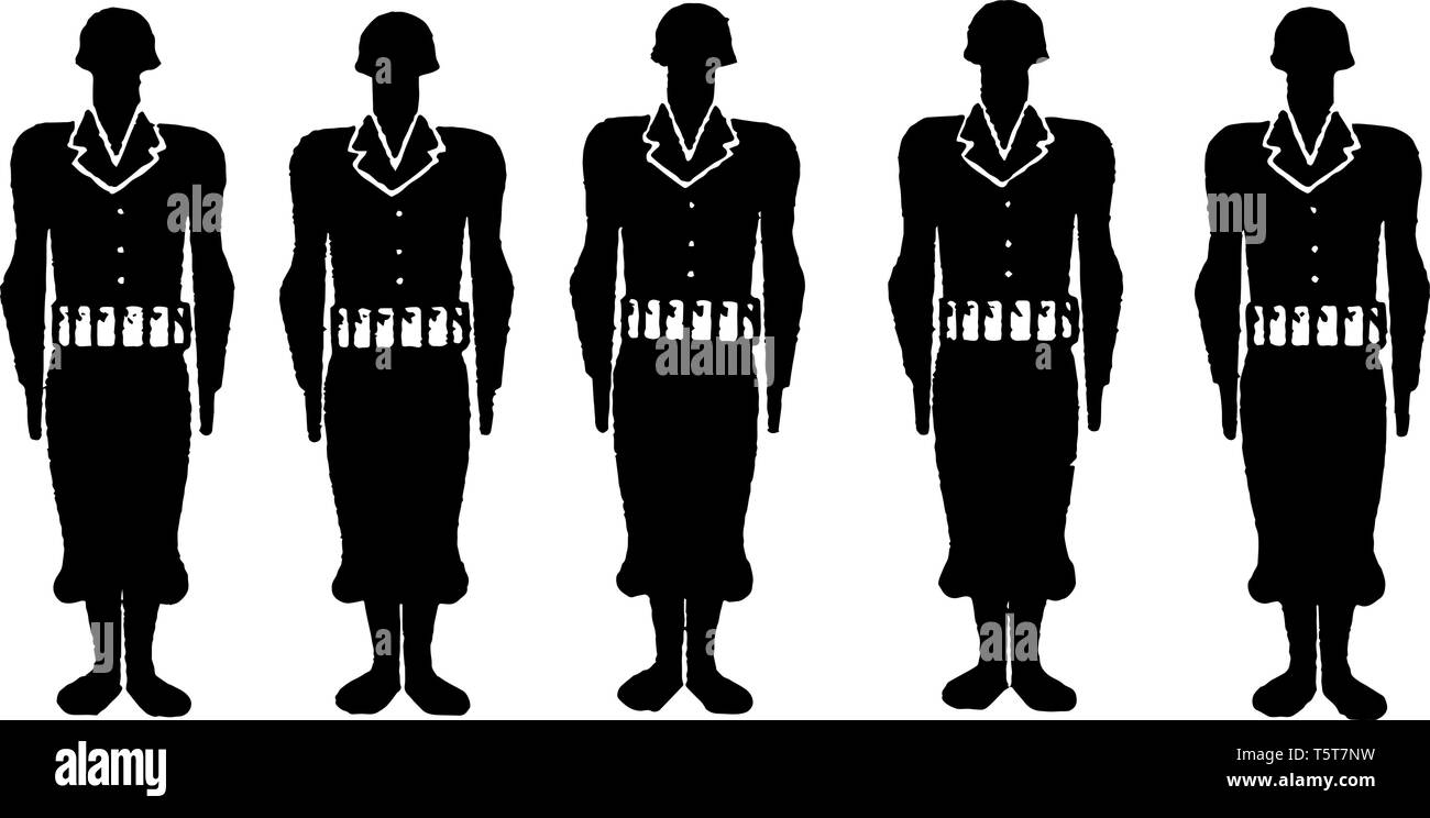Cette image représente en formation militaire de rang, vintage dessin ...