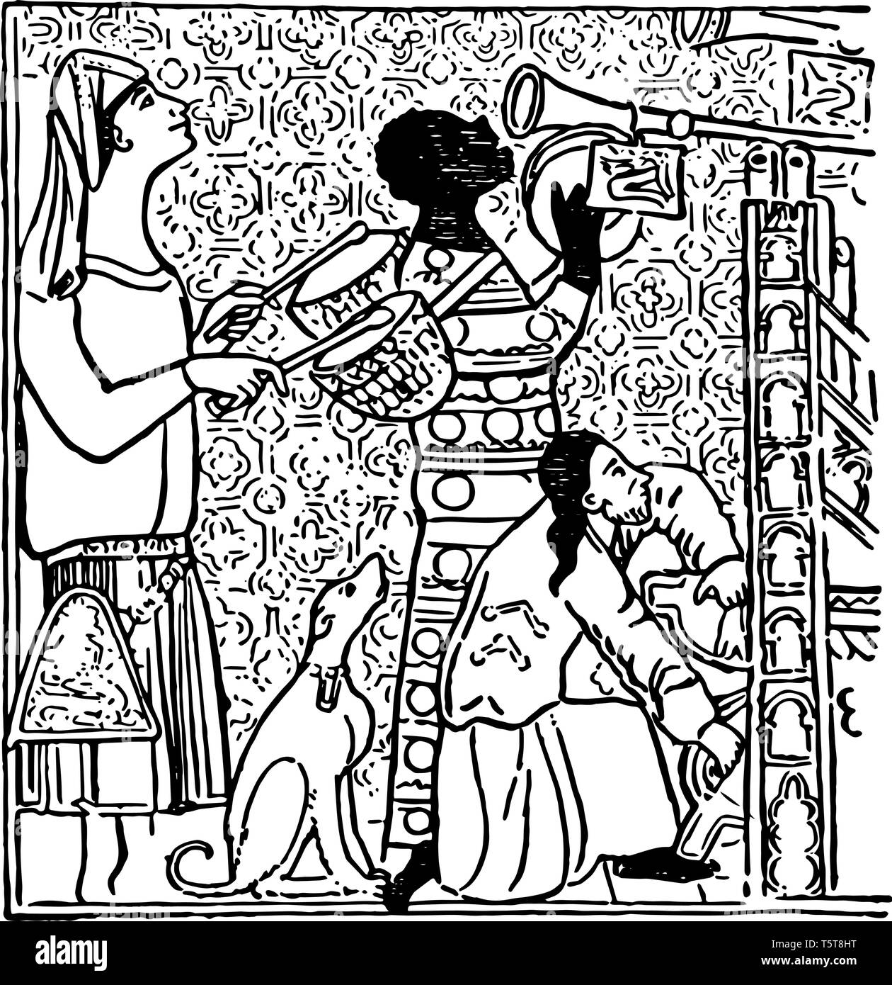 Timbale médiévale sont un instrument de musique à percussion, la famille vintage dessin ou gravure illustration. Illustration de Vecteur