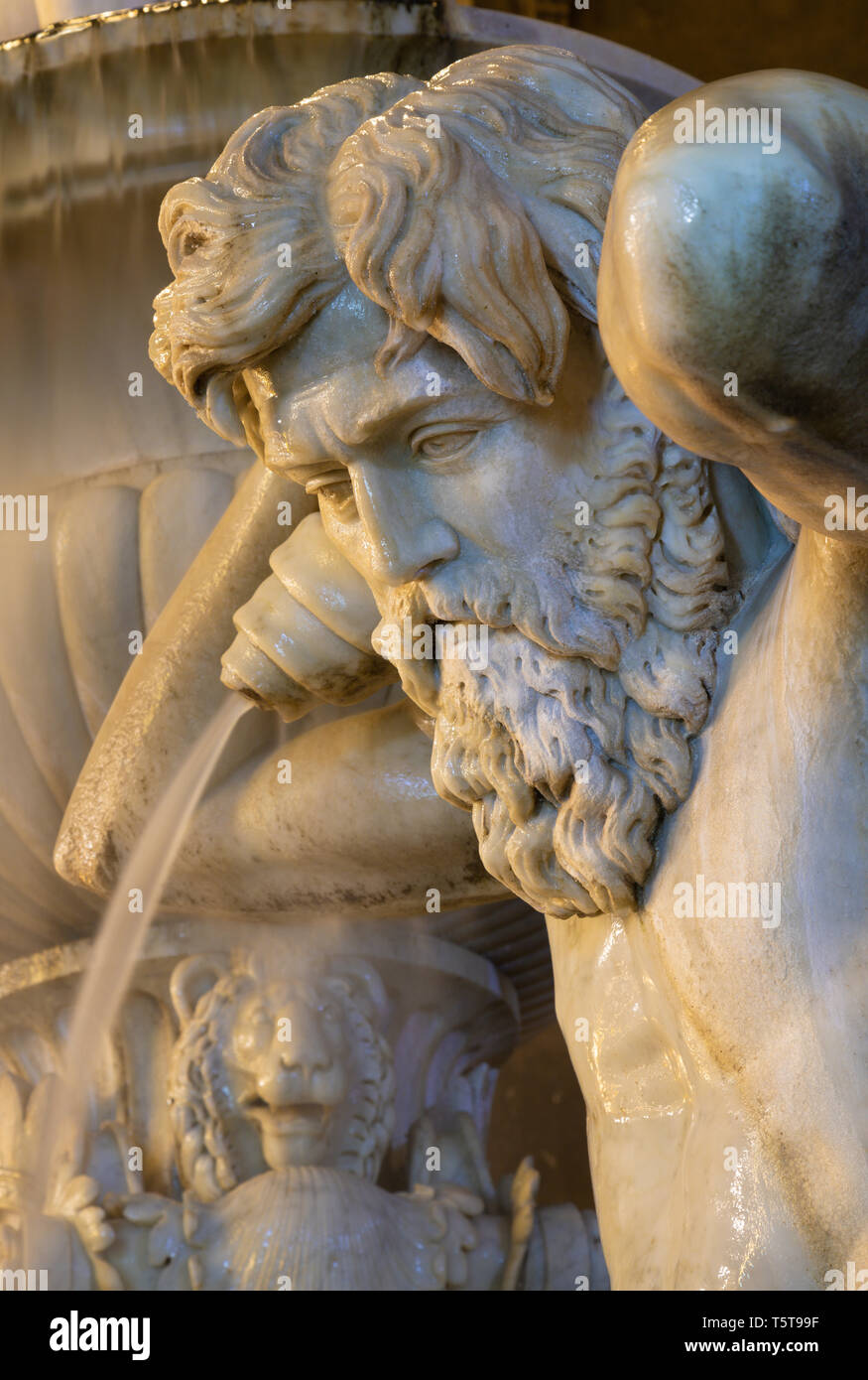 Catania - Le détail de tous les soirs par Tito fontaine Amenano par Tito Angelini (1837). Banque D'Images