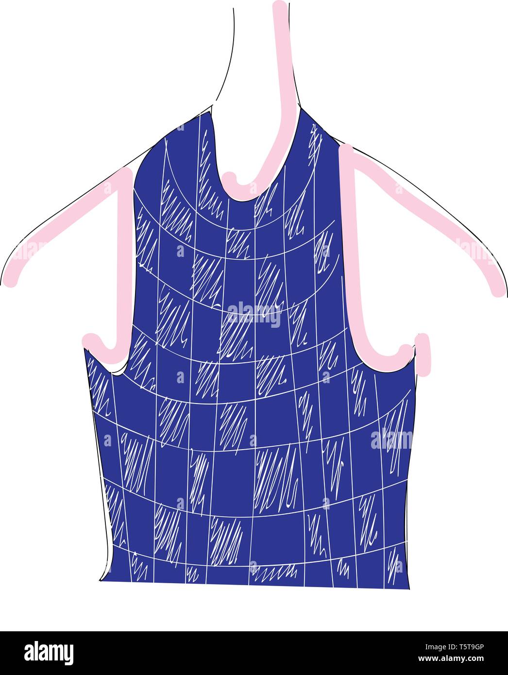 Carré bleu et blanc shirt accroché sur un cintre robe vector illustration sur fond blanc. Illustration de Vecteur