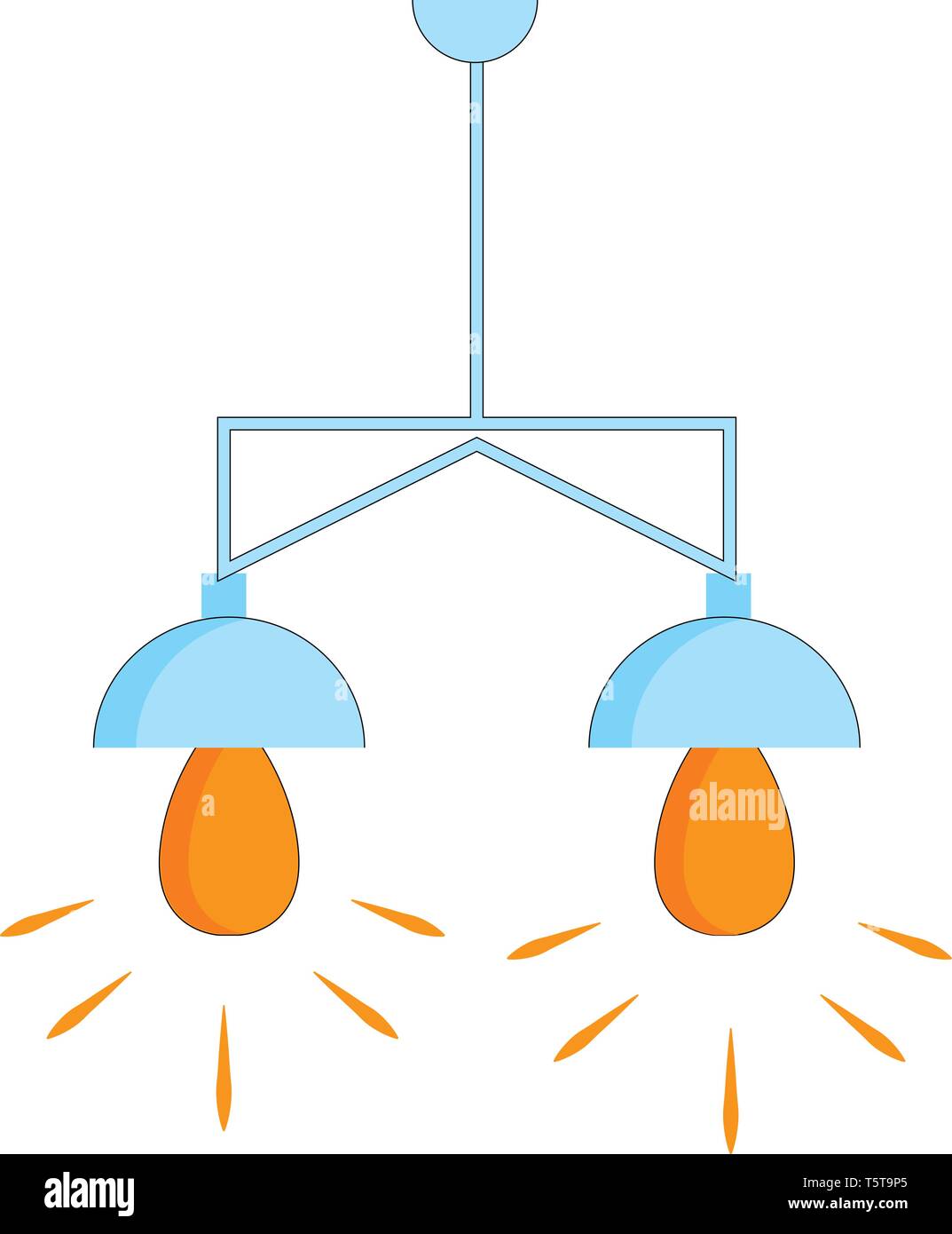 Lustre vintage gris armé de quatre feux jaunes avec vector illustration sur fond blanc. Illustration de Vecteur