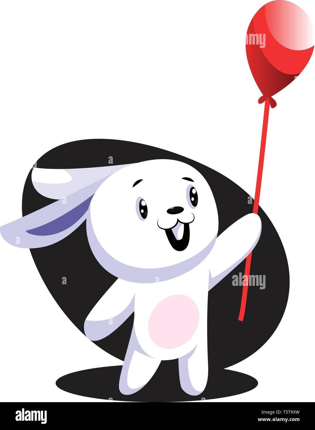 Lapin de Pâques blanc holding red balloon illustration vecteur web sur fond blanc Illustration de Vecteur