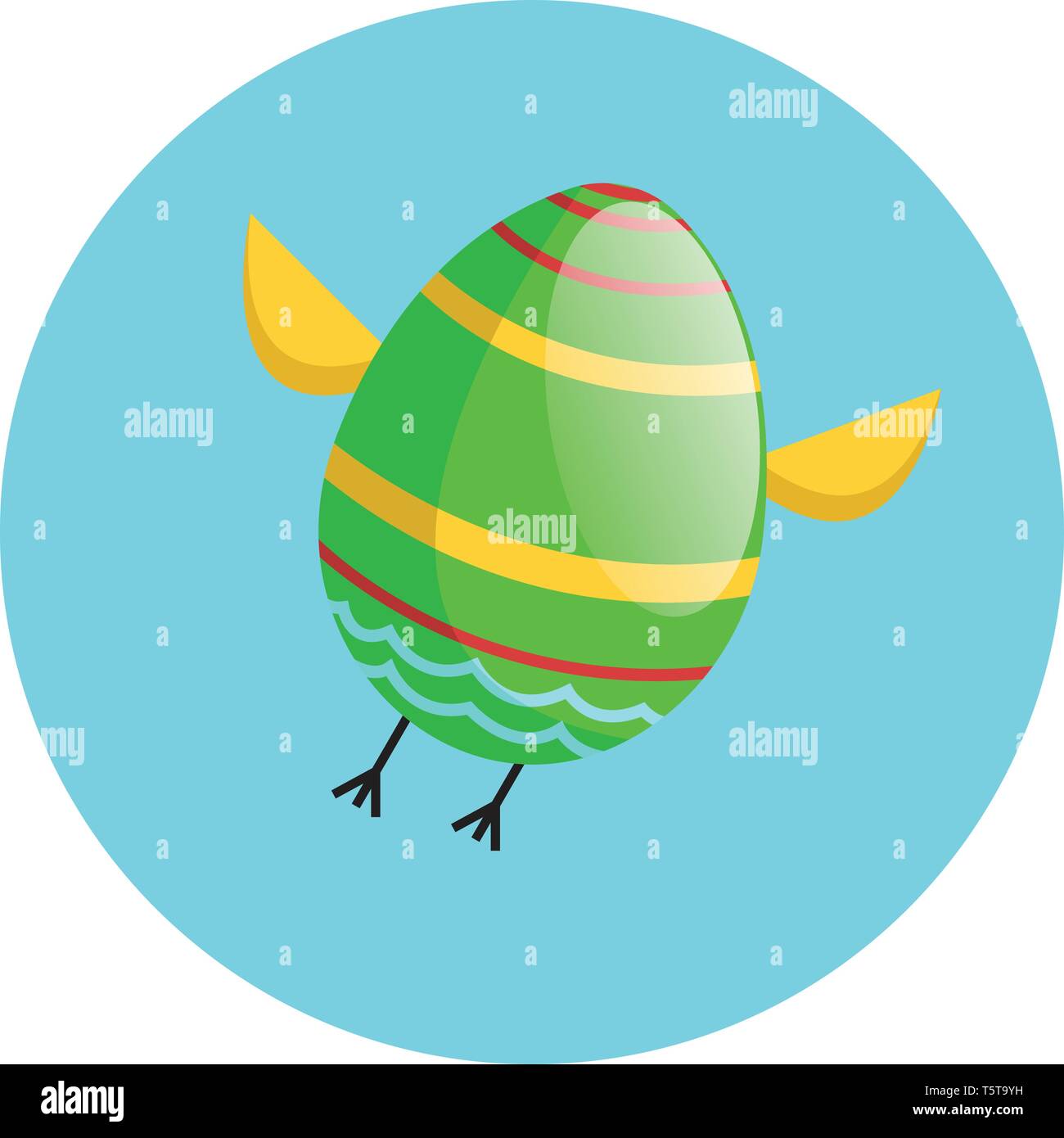Oeuf de Pâques vert avec des ailes de poulet et les jambes battant web illustration vecteur sur un fond blanc Illustration de Vecteur