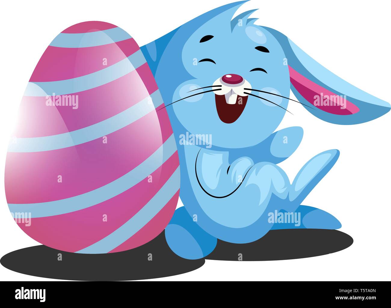 Oeufs de Pâques décorés et peu illustration vecteur web lapin bleu sur fond blanc Illustration de Vecteur