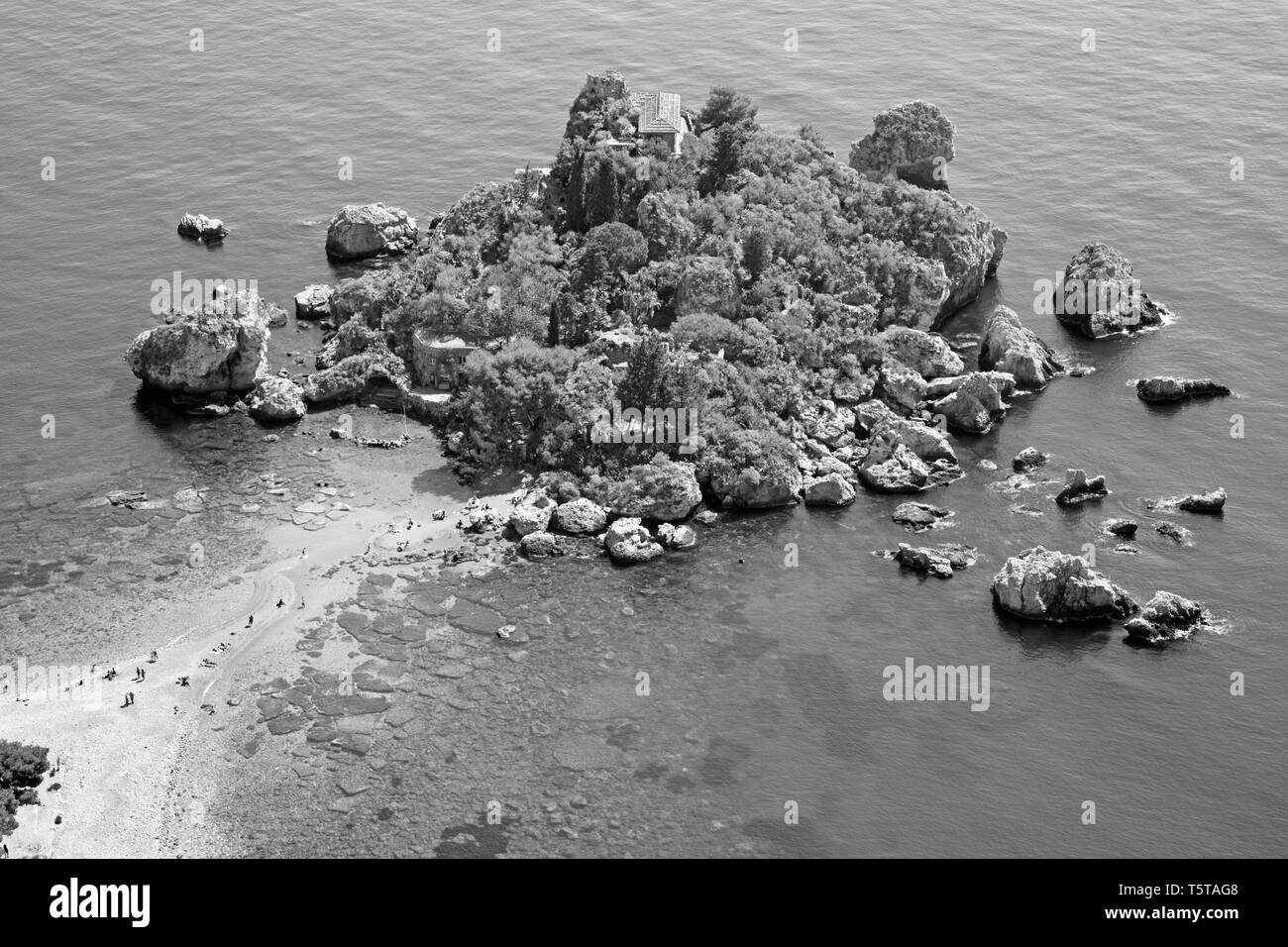 Taormina - la belle petite île Isola Bella. Banque D'Images