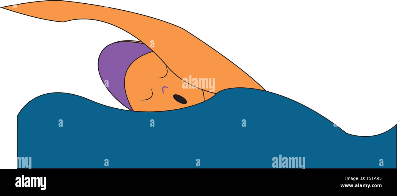 D'un nageur Clipart dans un maillot de couleur pourpre est nager dans la mer tandis que ses yeux fermés vector dessin en couleur ou de l'illustration Illustration de Vecteur