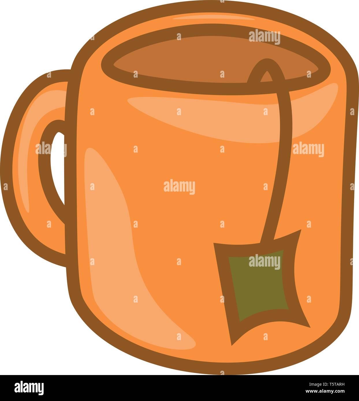 Un sachet de thé trempé dans une tasse de thé orange contenant du lait est prêt à être apprécié par quelqu'un dessin en couleur ou de l'illustration vectorielle Illustration de Vecteur