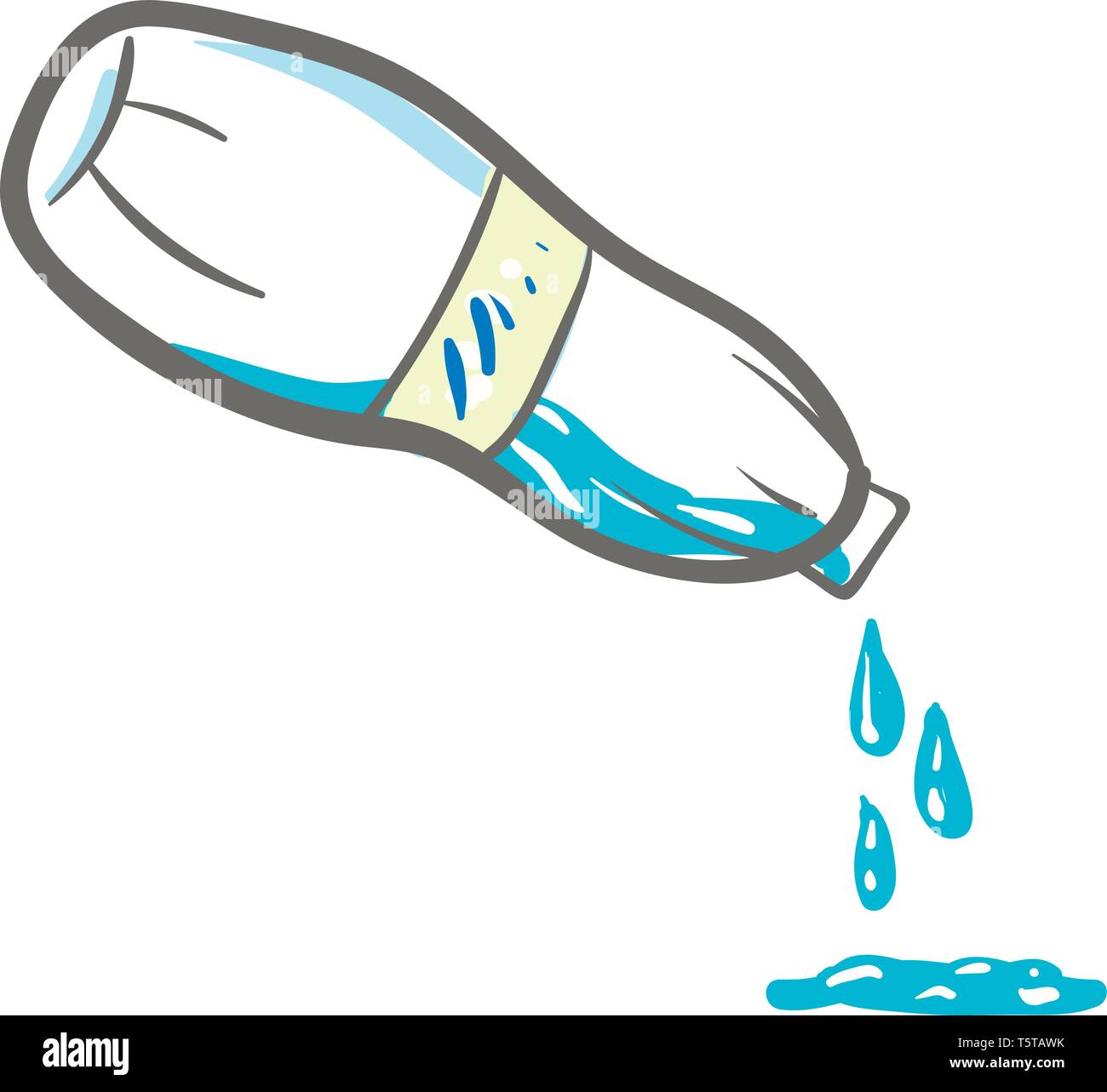 Bouteille d'eau de couleur blanche avec un autocollant au centre est incliné pour faire un dessin en couleur de l'eau ou de l'illustration vectorielle Illustration de Vecteur