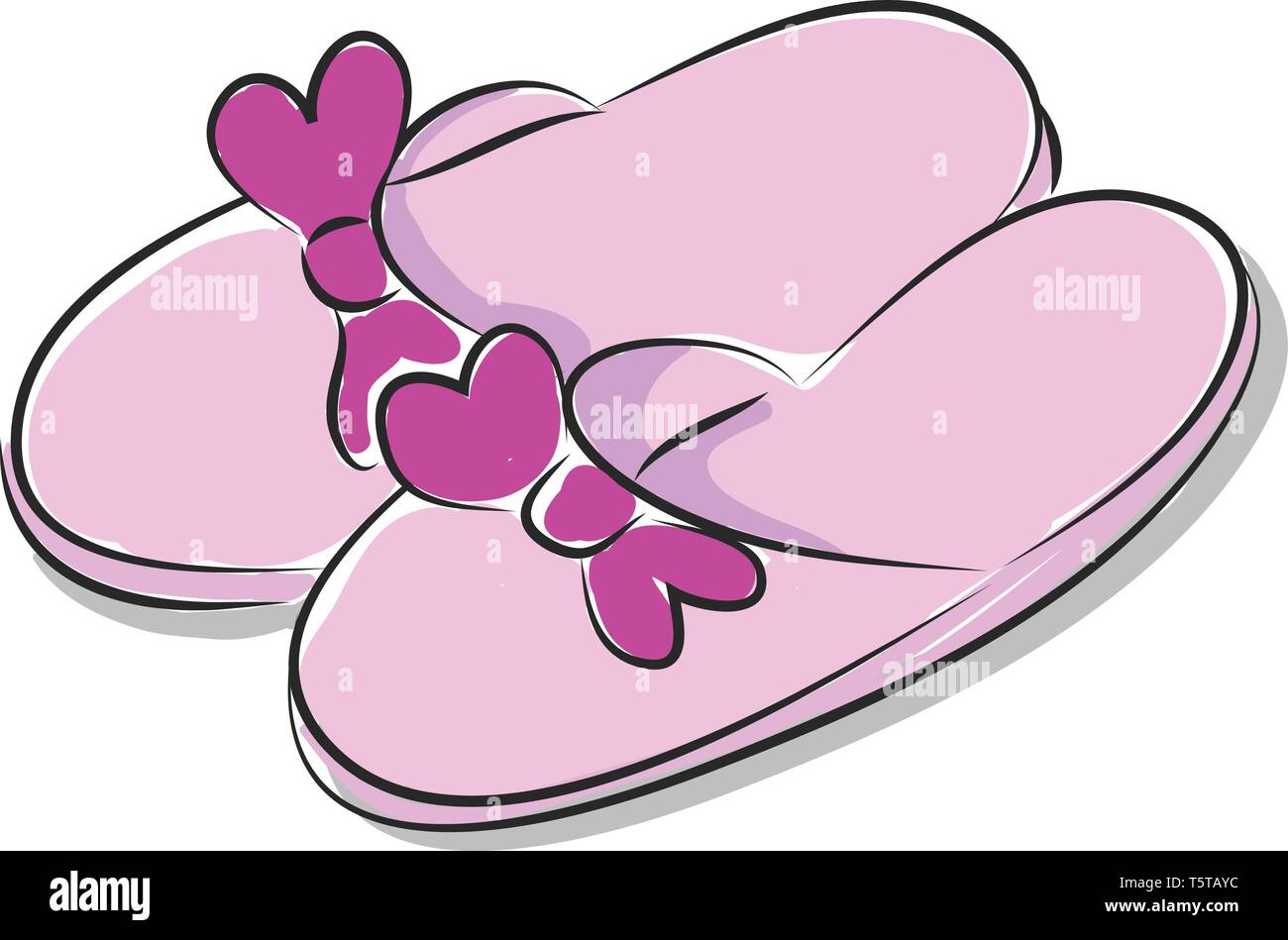 Mesdames chaussons rose avec bow violet vector illustration sur fond blanc Illustration de Vecteur