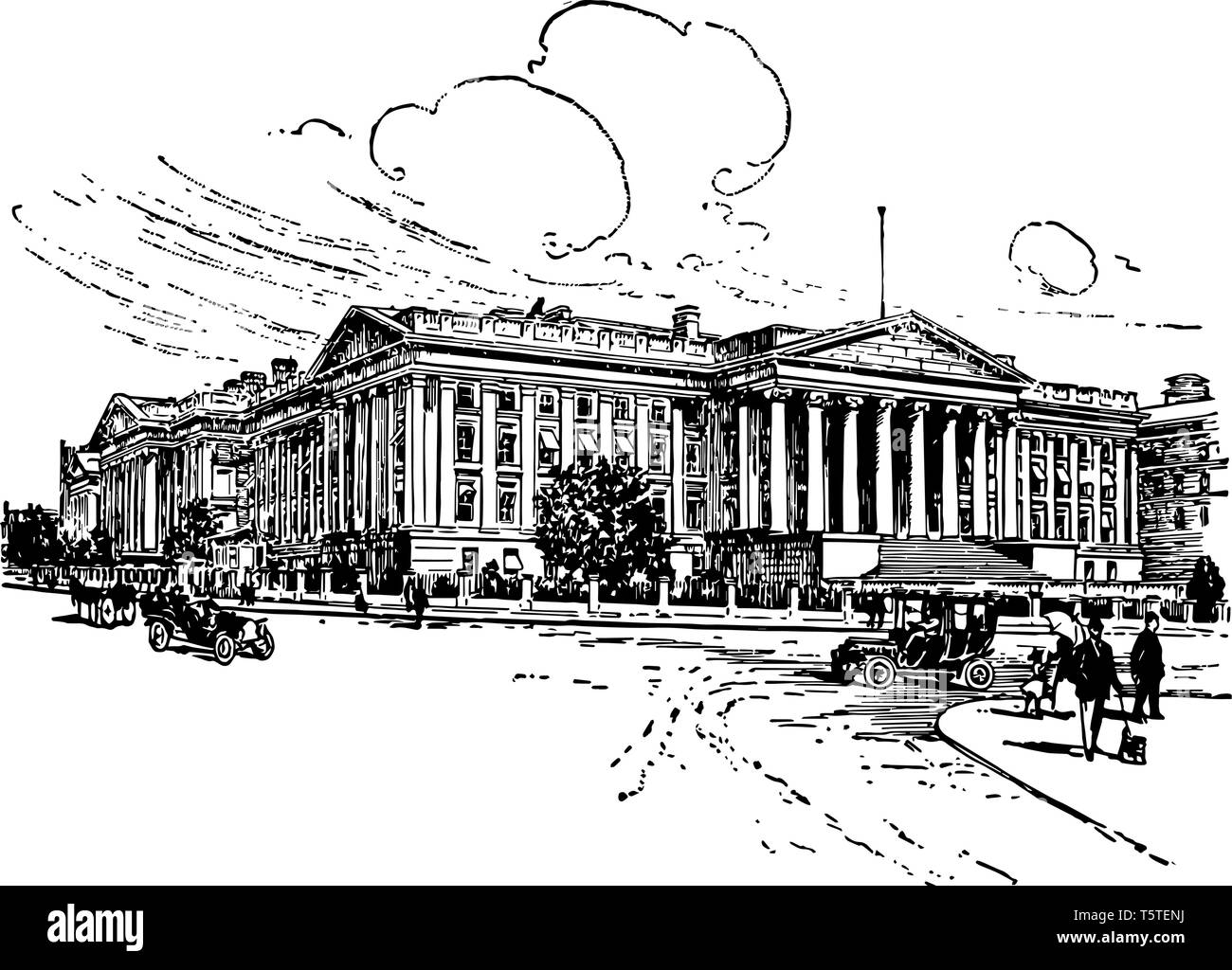 Département du trésor des États-Unis est un département exécutif créé en 1789 vintage le schéma. Illustration de Vecteur
