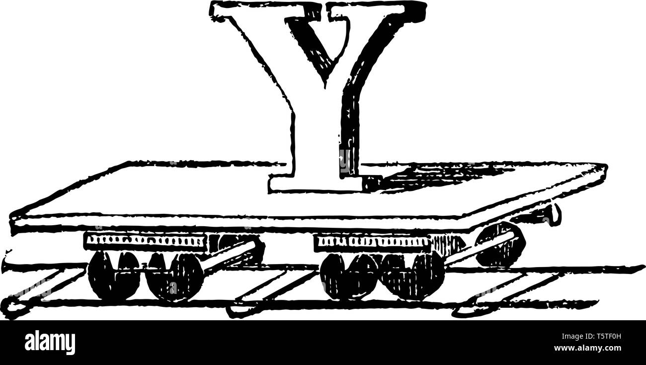 Cette image montre la lettre lettre Y. décoratif en capital est monté sur la surface du train. Lettre est placée au milieu de la surface, vint Illustration de Vecteur