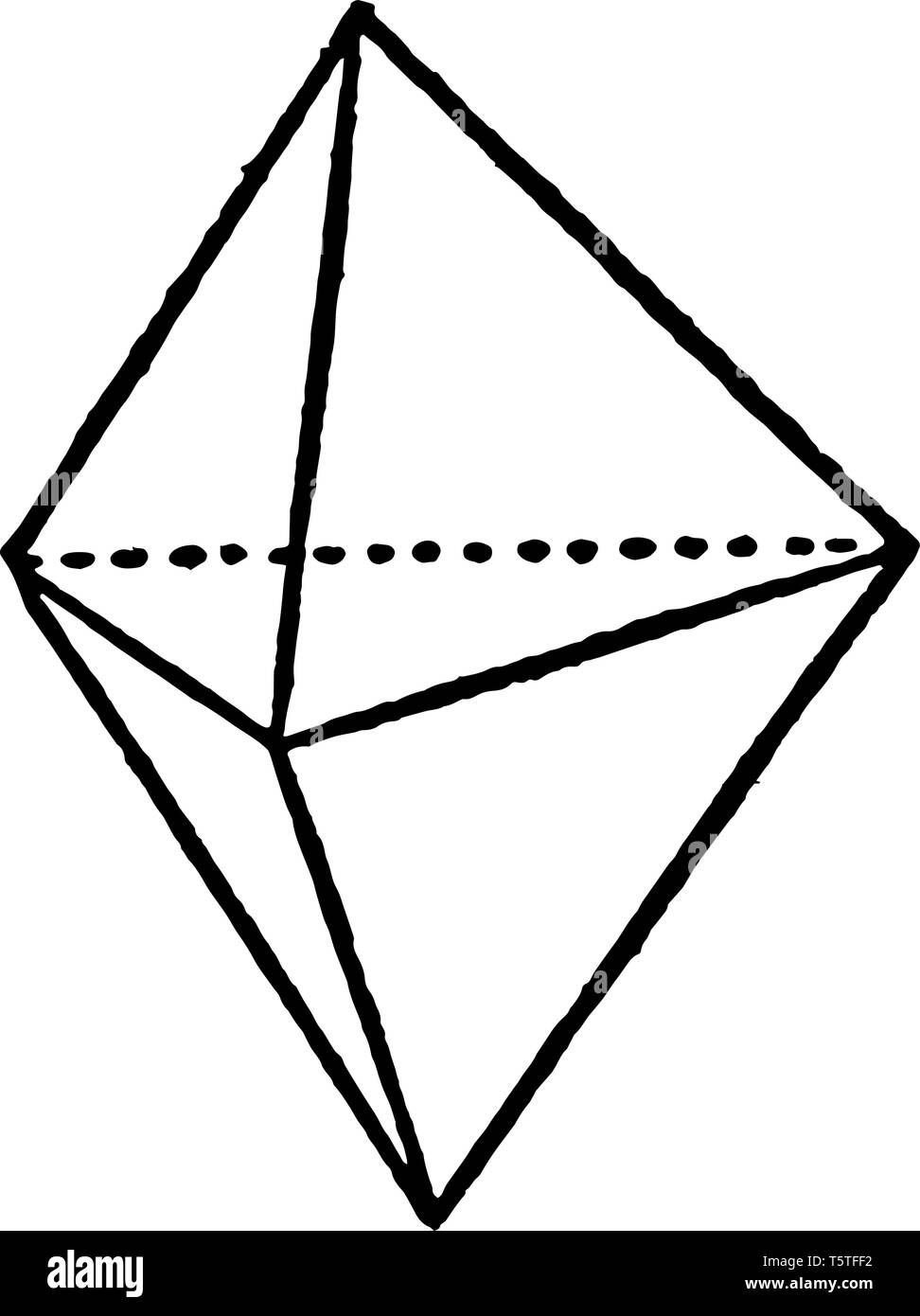 La photo montrant des pyramides triclinique, un système triclinique est décrite dans l'axe de longueur inégale, vintage dessin ou gravure illustration. Illustration de Vecteur