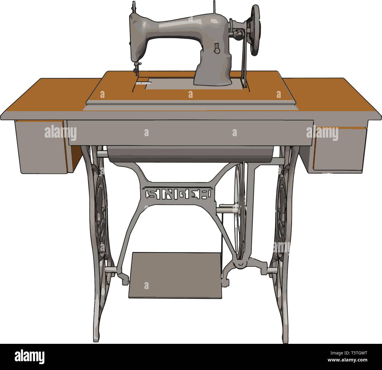 Machine à coudre manuel Vintage vector illustration sur fond blanc Illustration de Vecteur