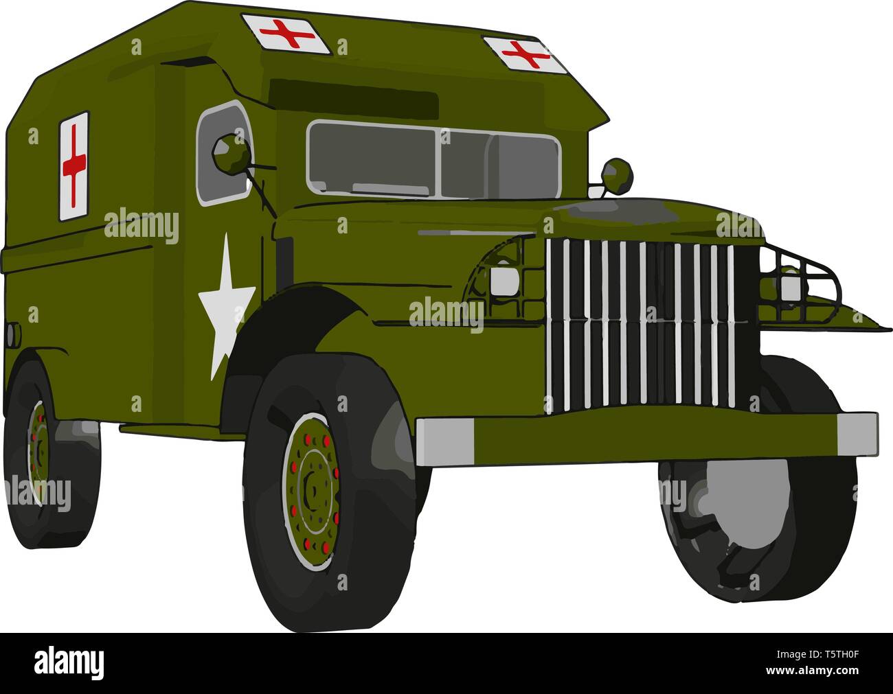 Illustration 3D de vecteur d'un véhicule militaire médical vert sur fond blanc Illustration de Vecteur