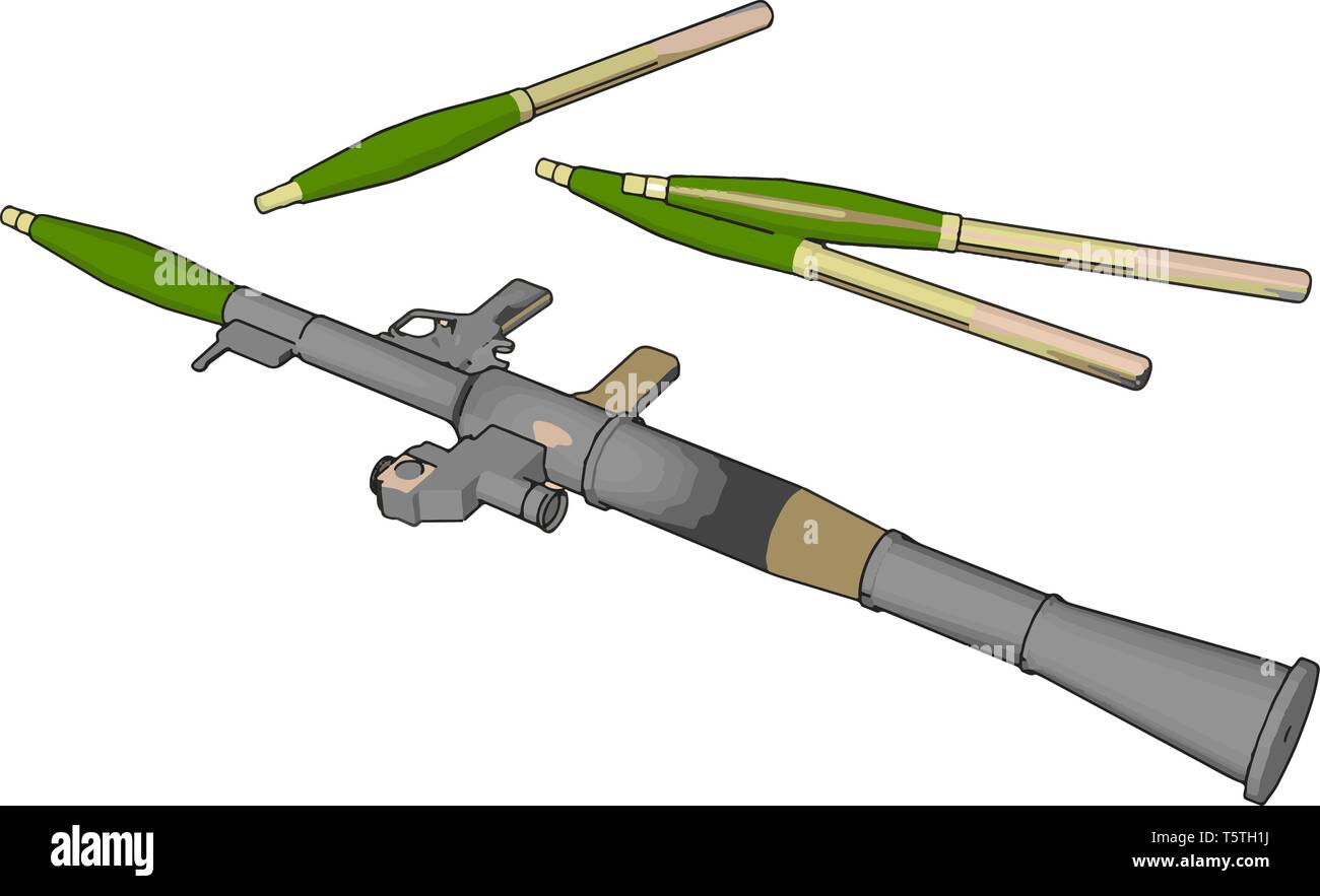 Illustration 3D de vecteur sur fond blanc d'un lanceur de fusée militaire tiré de l'épaule Illustration de Vecteur