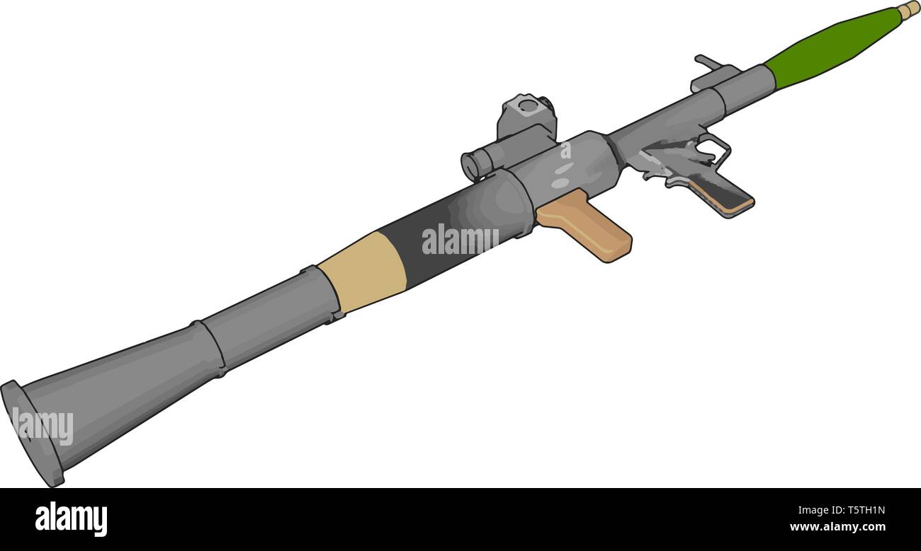 Illustration 3D de vecteur sur fond blanc d'un lanceur de fusée militaire tiré de l'épaule Illustration de Vecteur